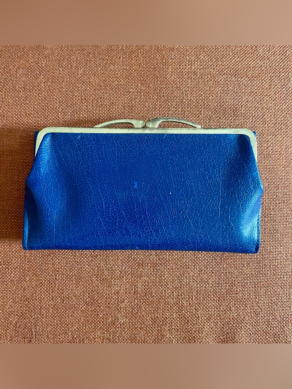 Vintage Blue  Leather Frame Clutch Wallet